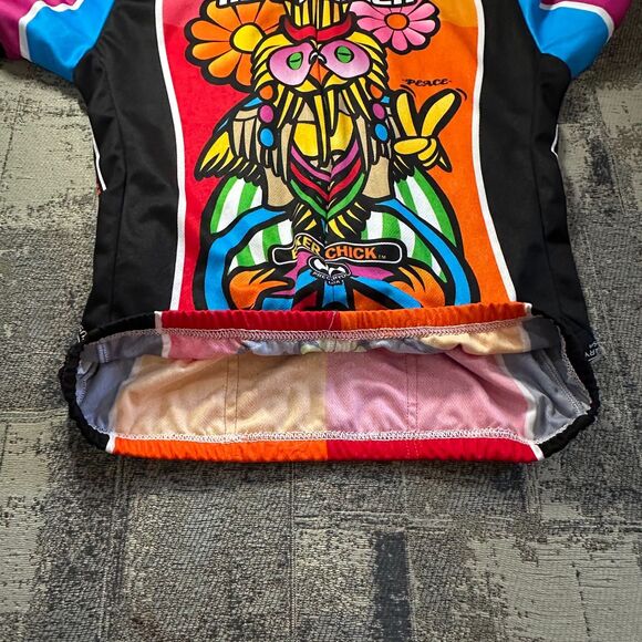 World Jersey Hippy Chick Wise Owl Groovy Cycling Precaryous Biker Medium Shirt - Picture 7 of 11